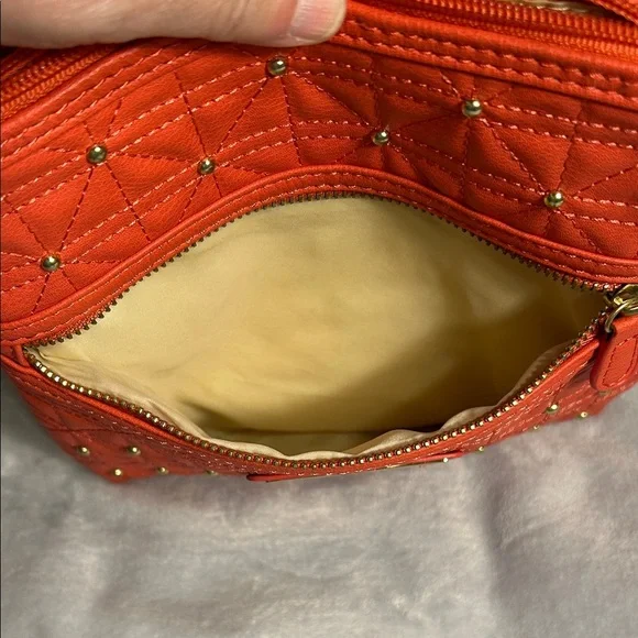 Nicole Miller Coral Colored Quilted Crossbody Bag - Picture 5 of 6